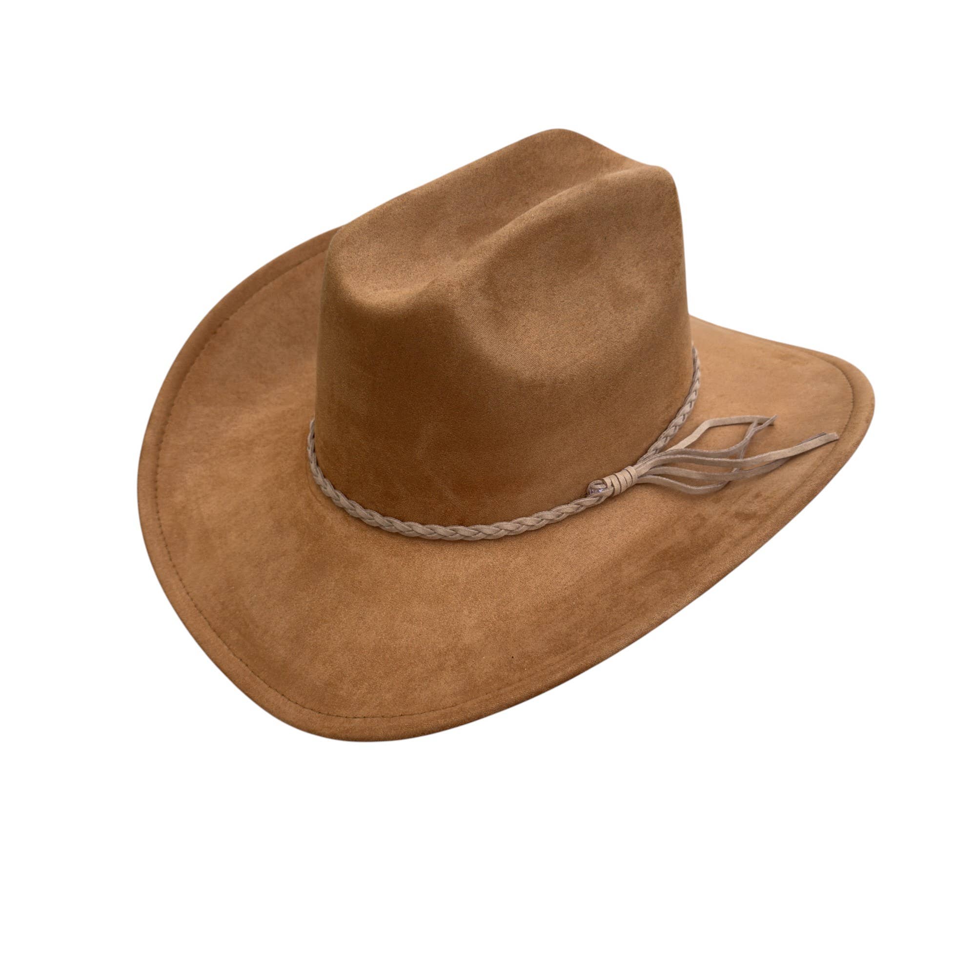 Portia Hat - Venta al por mayor Sombrero cowboy - Mujer - Sombrero de vaquero estilo ganadero de ante vegano con banda de ante4
