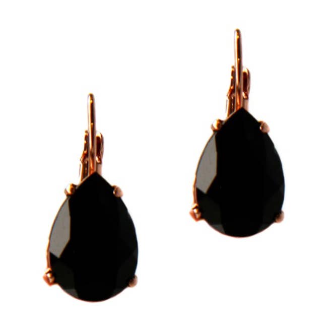 Lacrima Jet Black oorhangers - roségoud, handgemaakt voor wholesale door OTAZU