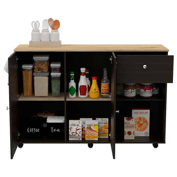 TUHOME FURNITURE - Wholesale Kitchen Storage/Organizer - Victoria Kitchen Island Cart Black12