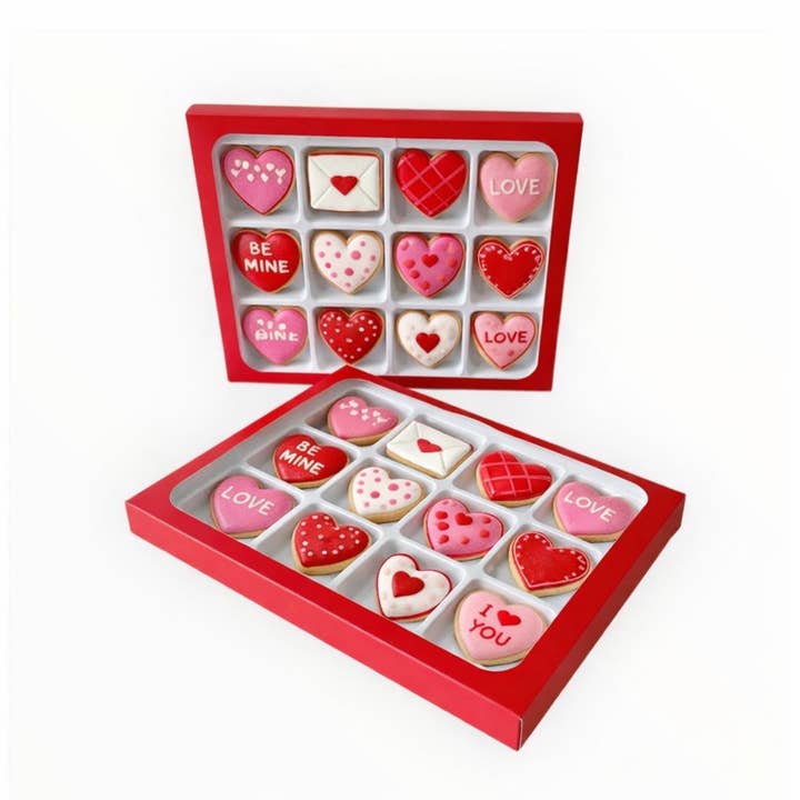 Red Boxes with insert Tray for 12 Mini Cookies for wholesale by Dare to Bake