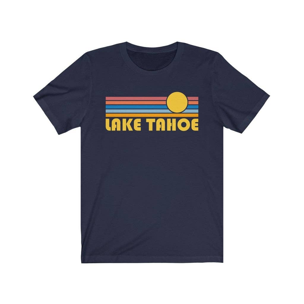 Hey Mountains - Wholesale Screen Printed T-Shirt - Unisex - Lake Tahoe T-Shirt - Retro Sunrise Adult California T Shirt6