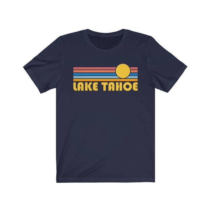 Hey Mountains - Wholesale Screen Printed T-Shirt - Unisex - Lake Tahoe T-Shirt - Retro Sunrise Adult California T Shirt6