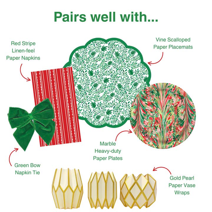 Lucy Grymes Designs - Wholesale Disposable plate - Christmas Marble Heavy Duty Paper Plate (10") | 8 Plates6