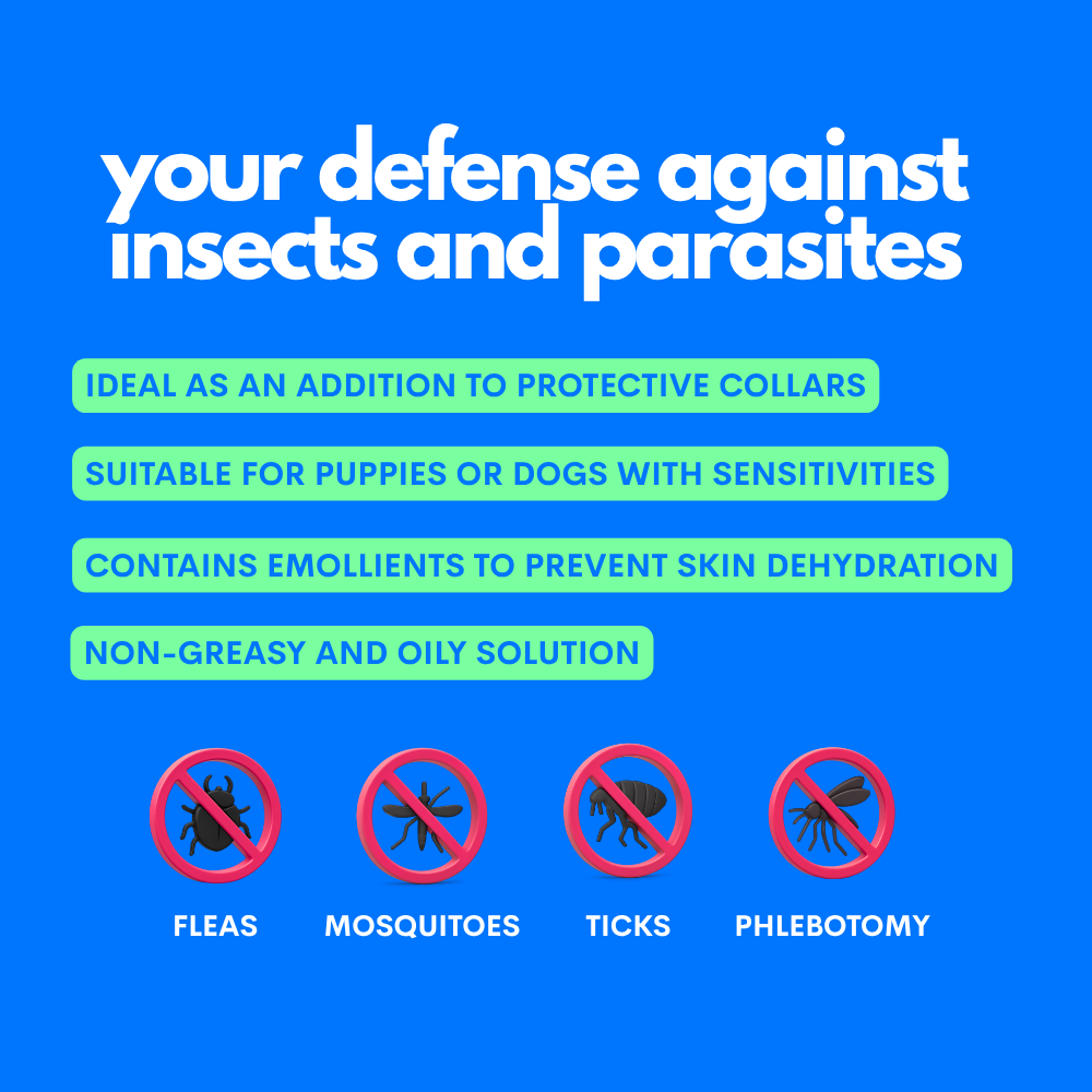 JAMPY – wholesale Loppa-/fästingsspray – Bye Bye Buzz skyddande repellerande spray för hundar 94 % naturlig1