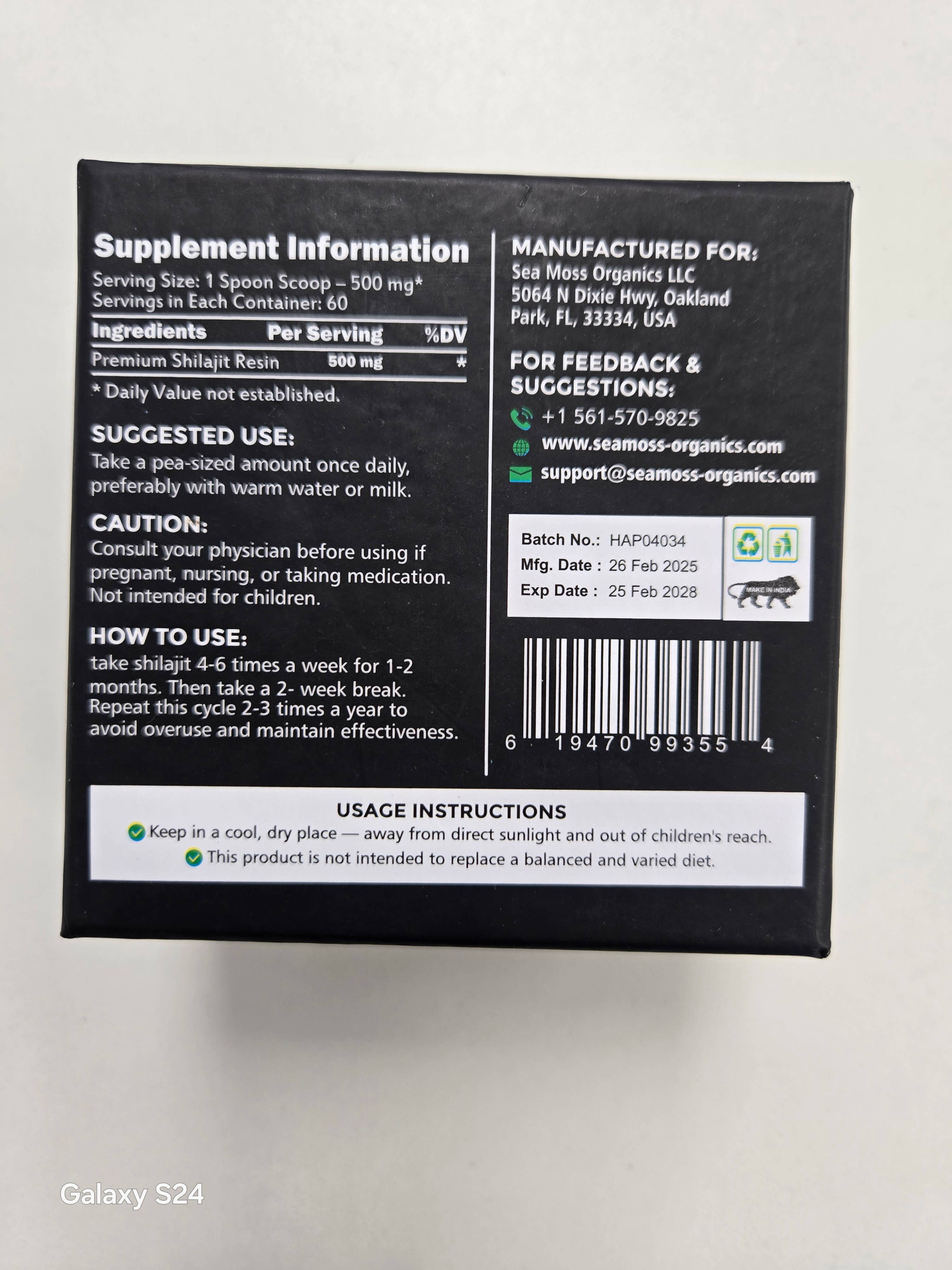 Sea Moss Organics LLC - Wholesale Voedingssupplement/vitamine - Biologische Himalaya Shilajit zachte hars 30 g2
