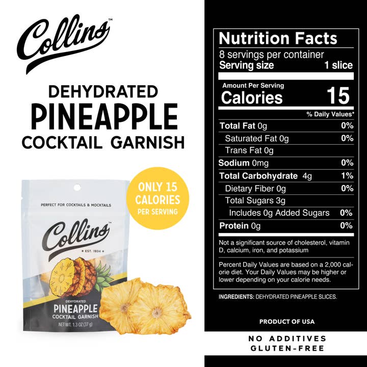 Collins - Wholesale Cocktail Mix/Syrup - Dehydrated Pineapple Cocktail Garnish 1.3 oz3