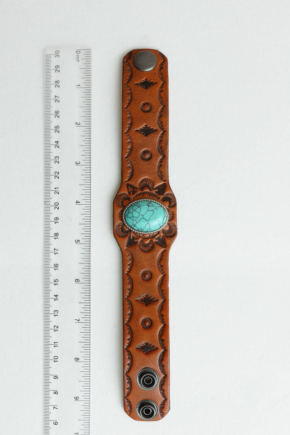 Leto Accessories - Wholesale Cuff Bracelet - Boho Turquoise Stone Camel Leather Cuff Bracelet3