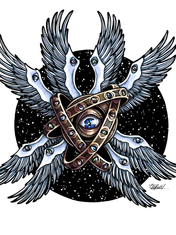 Adhesivo de 4 pulgadas: Be Not Afraid (Or Do, Whatever), diseño de ángel para venta al por mayor de Indi Martin Art