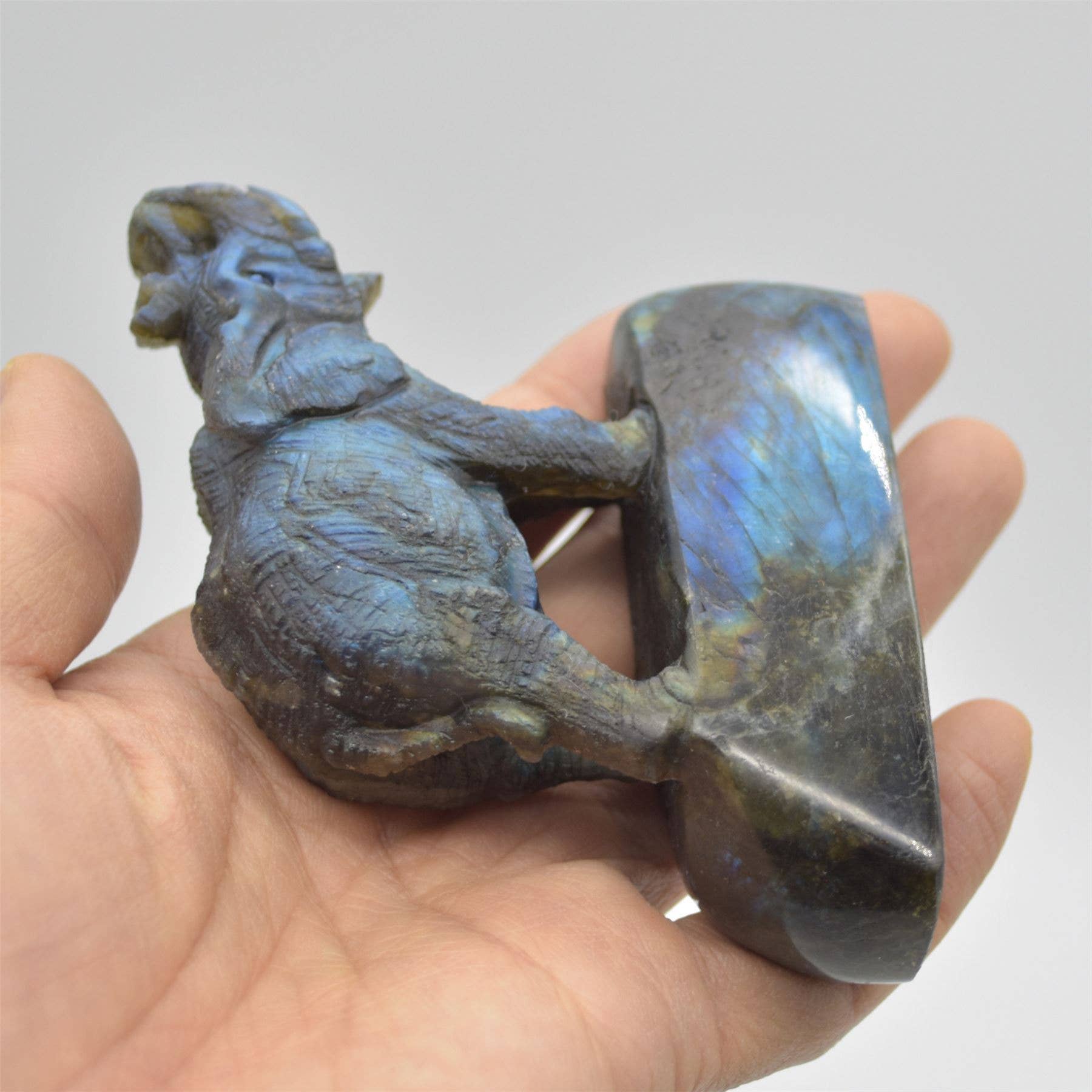 Grey Labradorite Elephant - 8 cm X 8 cm X 3 cm - 222 Grams for wholesale on Faire2
