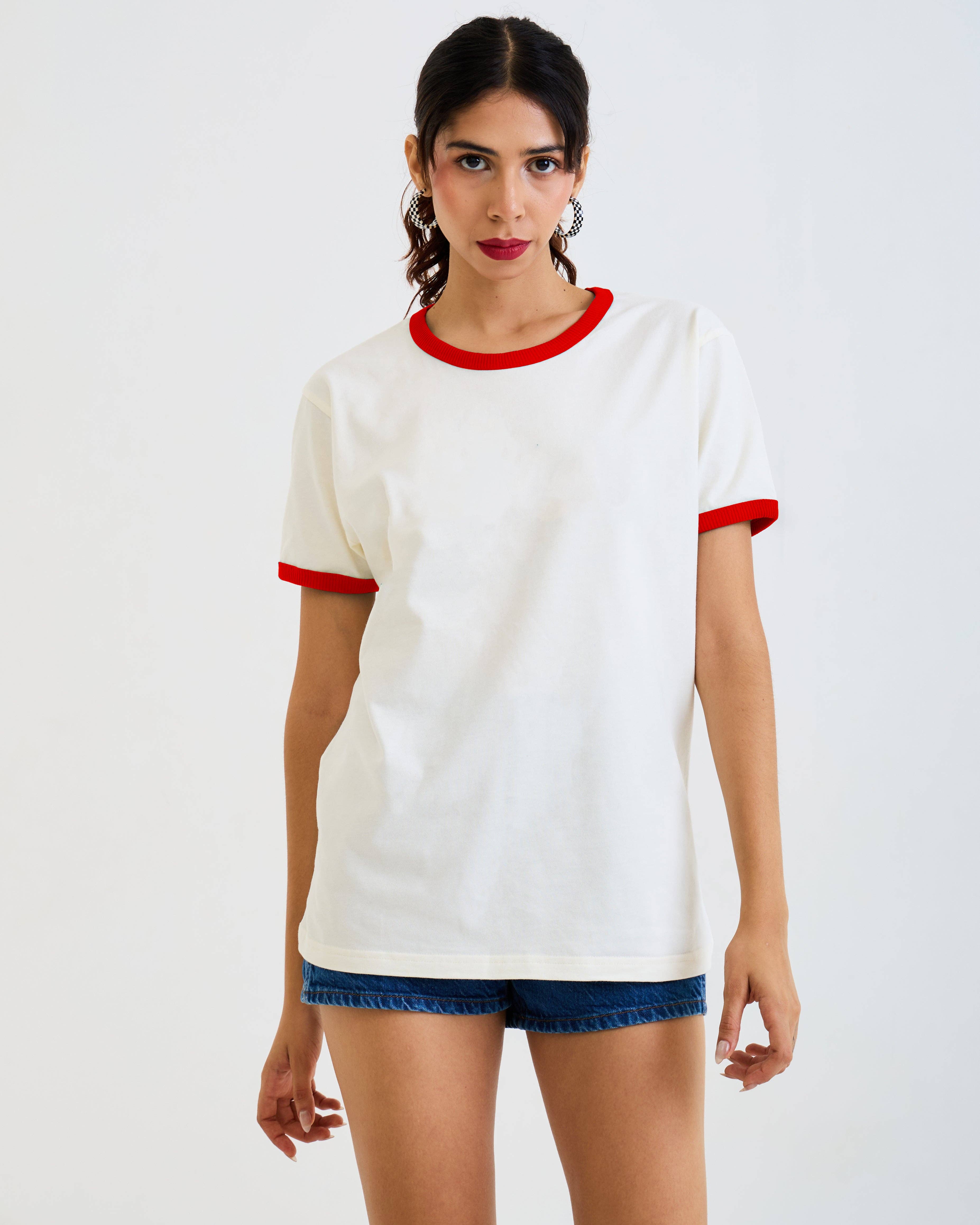 Artree - Wholesale T-Shirt - Unisex - Ringer Vintage Blank Unisex T Shirt (Red)3