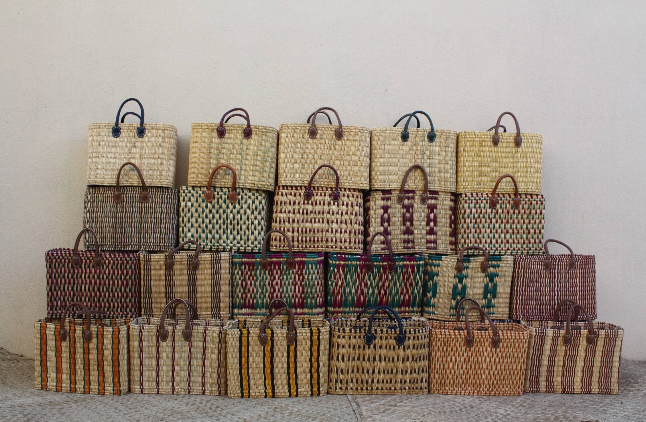 Boutique Huléti – wholesale Livsmedels-/Shoppingväska – XXL stor solid korg i flätat rotting – idealisk för marknad, shopping och stranden – handvävd7