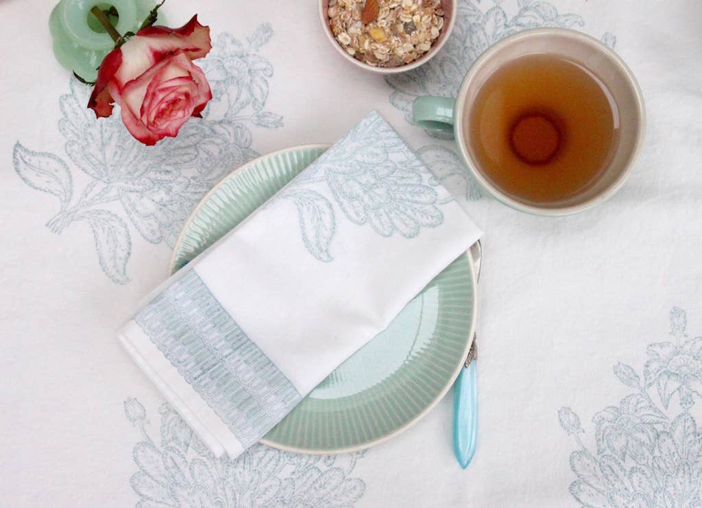 Rozablue – Engroshandel Dug – Håndbloktrykt dug lille Livets Træ Mineral2