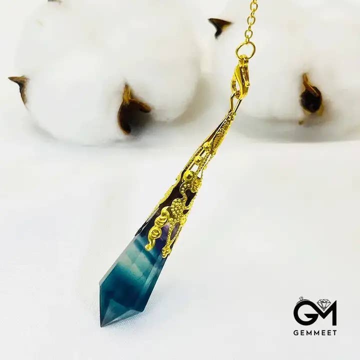 GemMeet - Venta al por mayor Abalorios/colgantes individuales - Colgante hexagonal de energía espiritual Fluorite FM 1