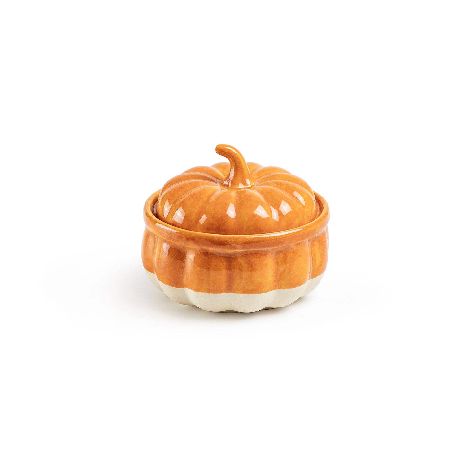 Grace Teaware - Vente Bol - Bol à glaçure réactive Orange Pumpkin Figural de 4,75 po avec couvercle2