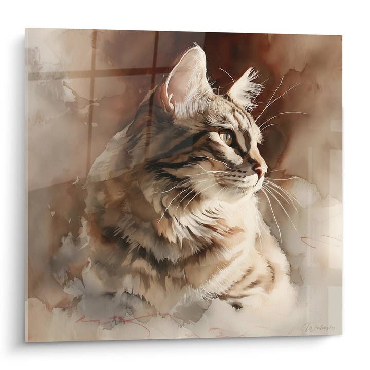 Roter Kater mit grünen Augen - Goldenes Licht - Edition American Bobtail Katze für den Großhandel von Walensky