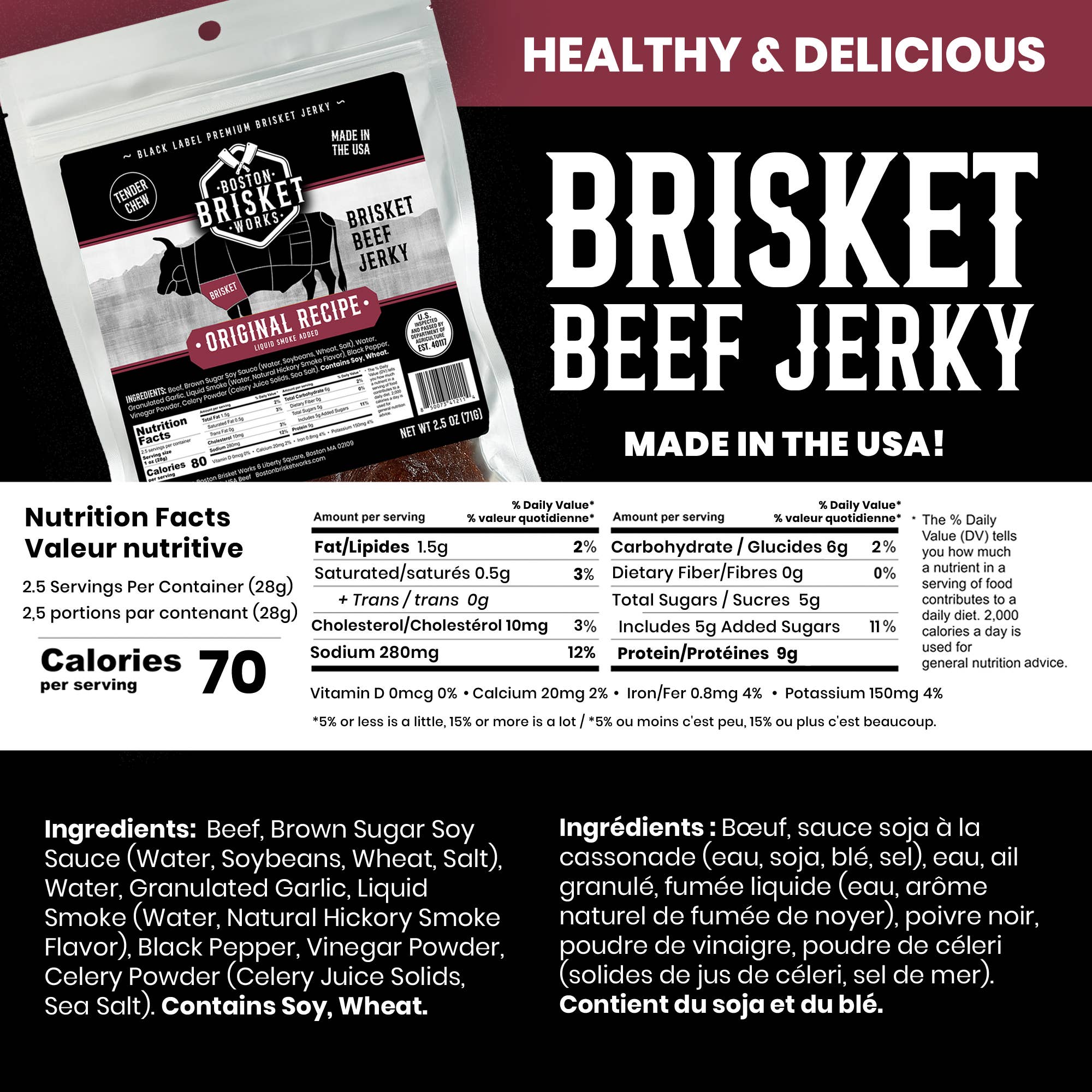 Boston Brisket Works - Wholesale Jerky - Beef Brisket Jerky "Original Recipe"5