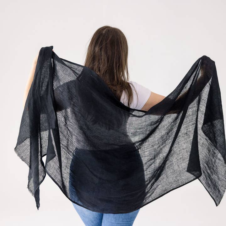 Sabahar - Wholesale Wrap - Women's - Telba Pure Linen Handwoven Shawl