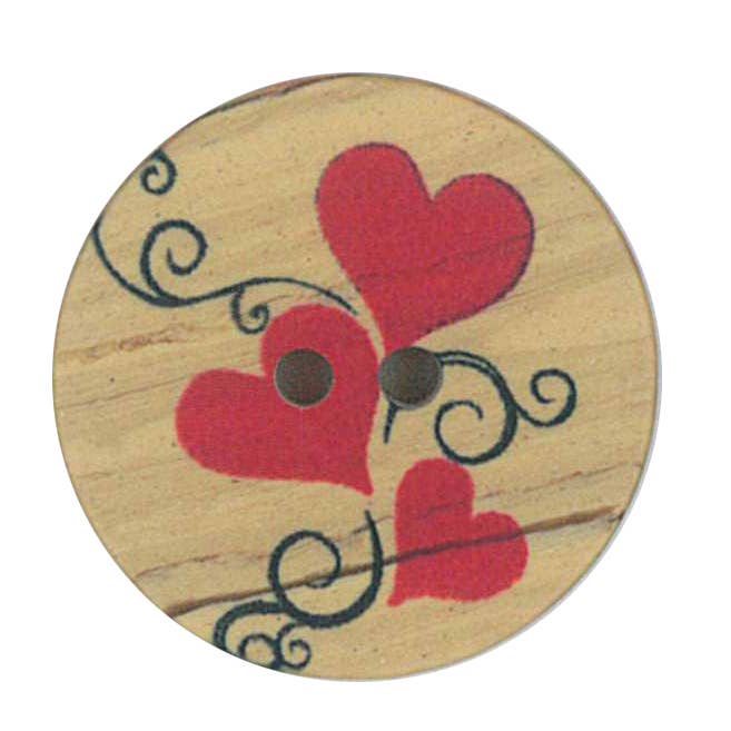 BUTTON PRINTED WOOD IMITATION HEART MODEL 11 for wholesale by NEMARK