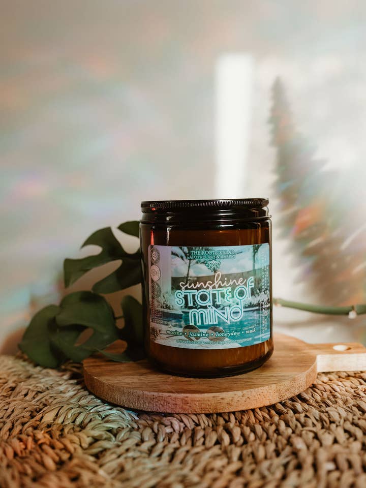 Sunshine State of Mind | Coconut + Beeswax Candle for wholesale by The Root Cellar Apothecary and Market
