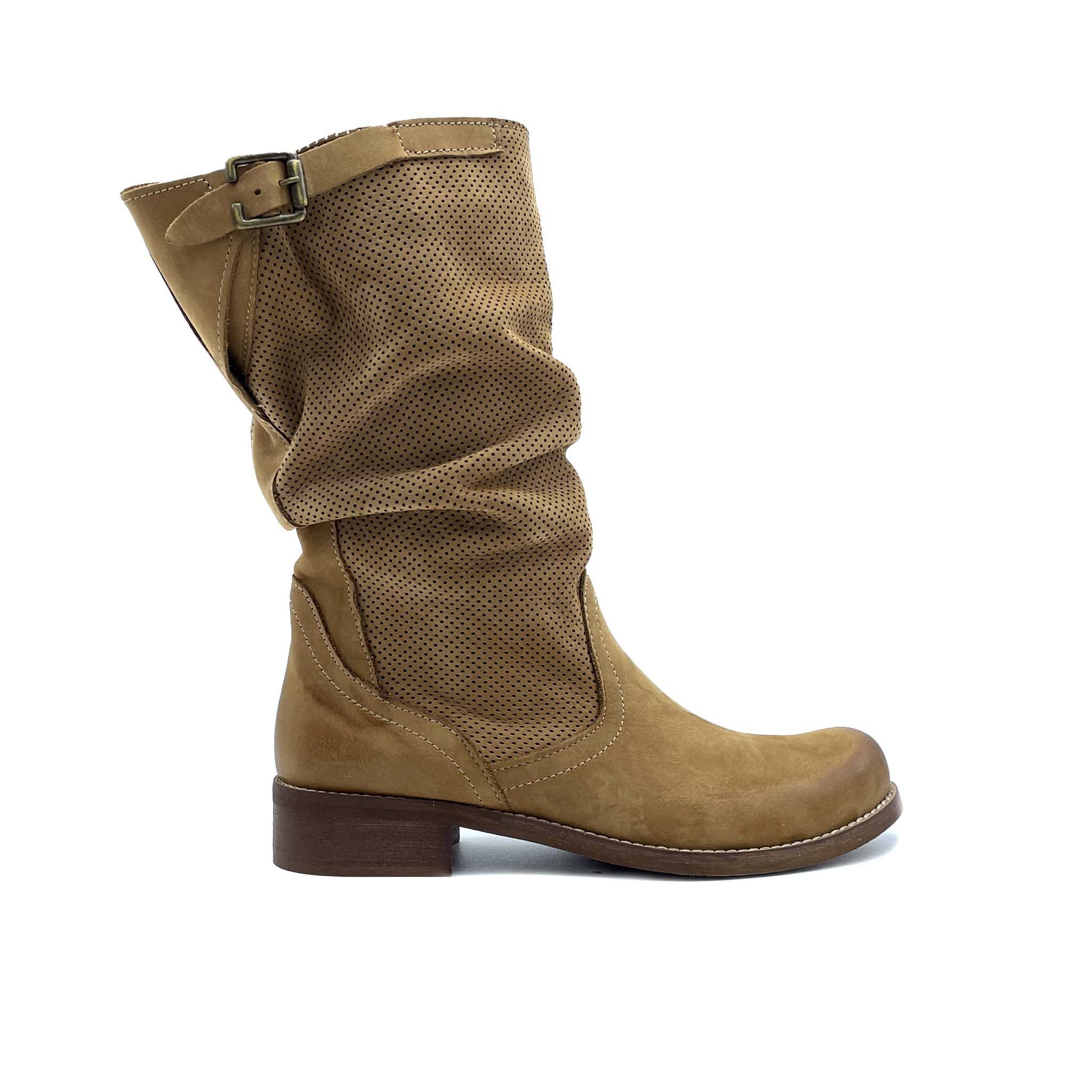 WALKING NOW SRL - Wholesale Boots - Women's - Summer Spring Women's Nubuck Boots with Perforated Leather