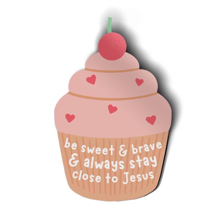 Autocollant en vinyle pour cupcake Be Sweet & Brave pour la vente par Pink Salt Riot