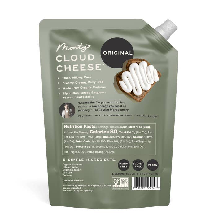 Monty's - Wholesale Cheese - Monty's Scallion Pure Cashew Cream Cheese (5oz)1
