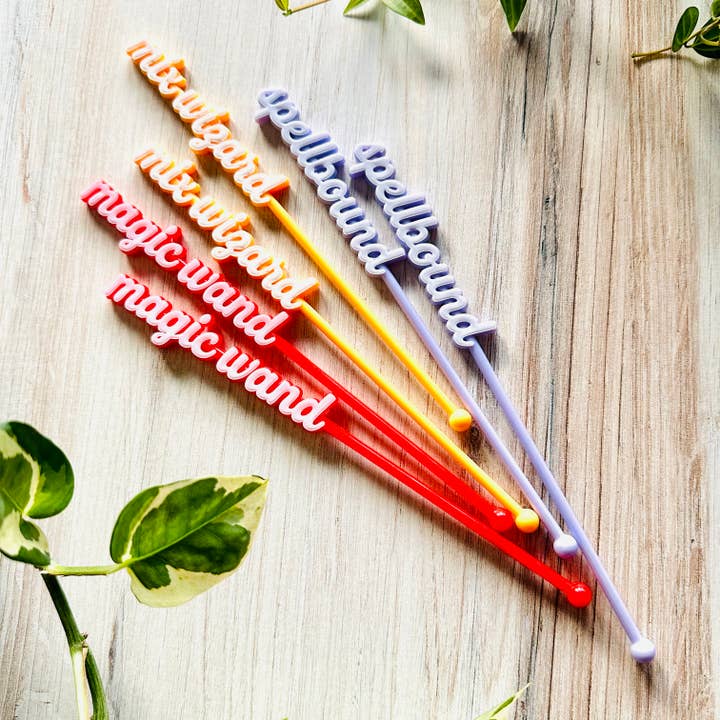 MixCraft - Wholesale Drink Stirrer - Elixir Mixers Colorful Words Set of 6
