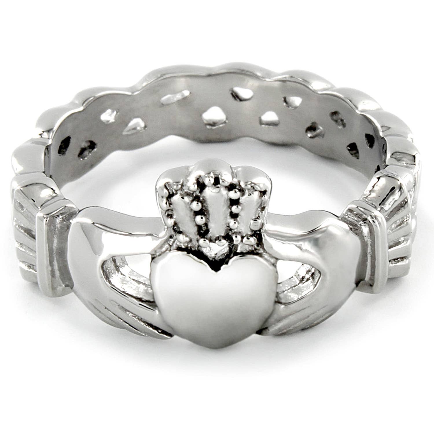 West Coast Jewelry - Wholesale Band/Stacked Ring - Claddagh and Celtic Knot Stainless Steel Ring3