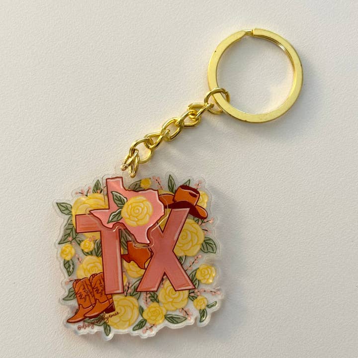 Designs with Jamie - Wholesale Keychain - Women's - Texas Yellow Rose Keychain2