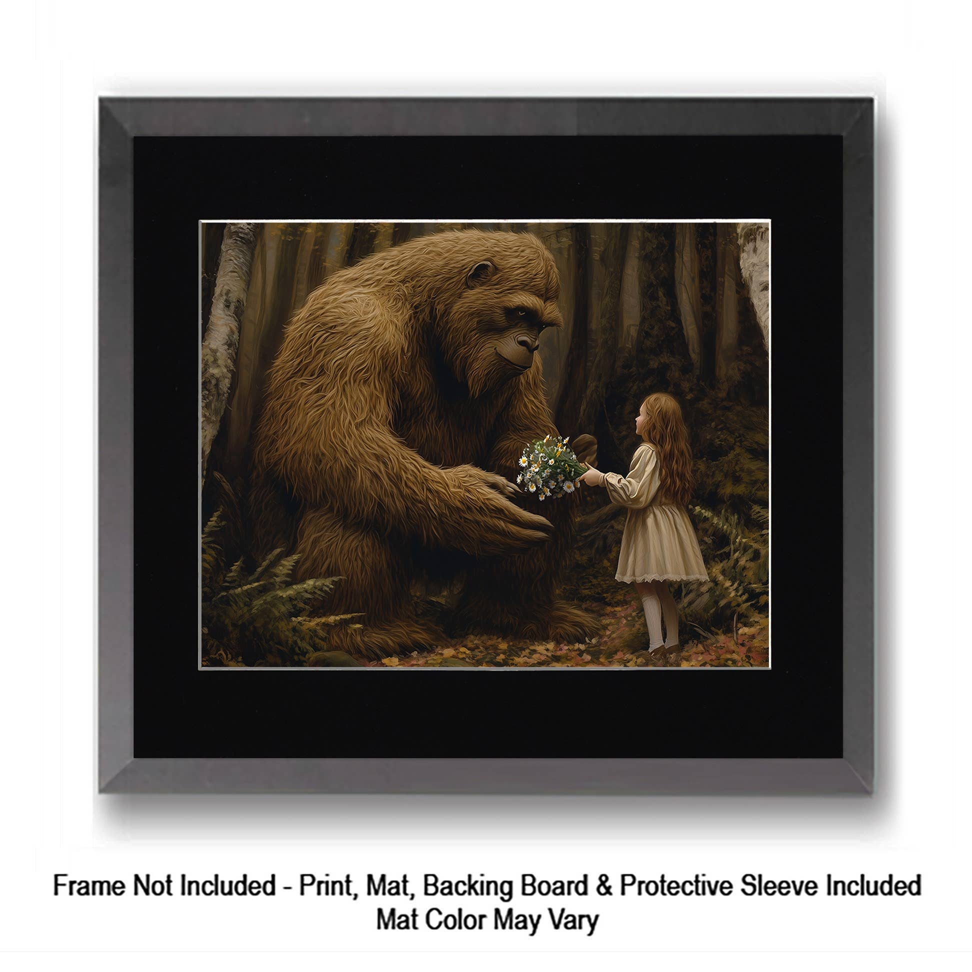 Mowbi - Vendita all'ingrosso Stampa artistica - Tipo Tosto, Bigfoot: Credi in Te Stesso - Stampe d'Arte di Criptidi - Stampe di Bigfoot – Opera d'Arte 8″x8″ in Passepartout 12″x12″30