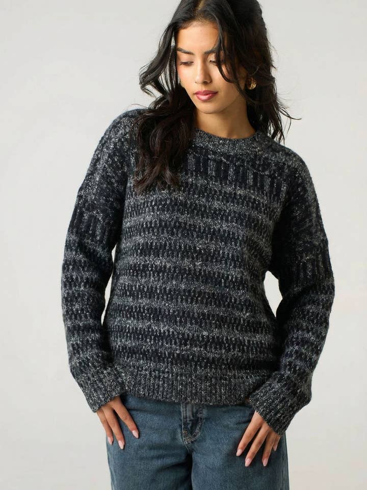 CY FASHION. LONDON - Vendita all'ingrosso Maglione tricot - Donna - Maglione caldo spesso con stampa a righe3