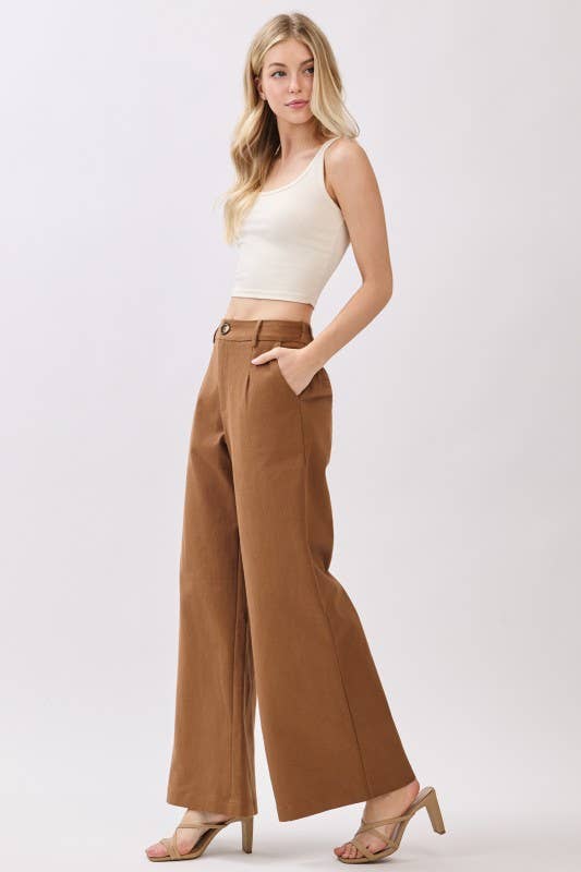 Final Touch - Vendita all'ingrosso Pantalone - Donna - Pantaloni a Gamba Larga in Twill Elasticizzato con Tasche Applicate - VP70303B15