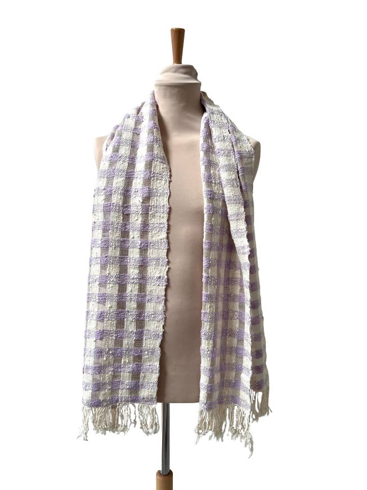 The Lilac Natural Krama in its palm leaf case - Woman for wholesale by Krama Heritage