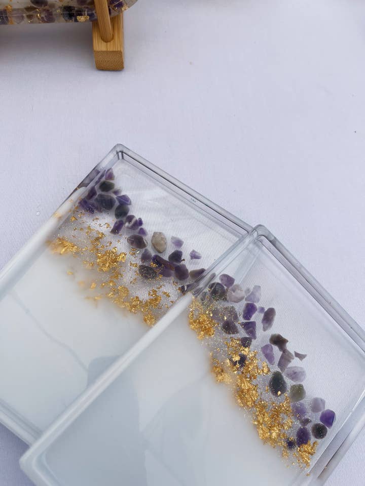 Amethyst Crystal Resin Rectangle Tray for wholesale by Msn J Arts