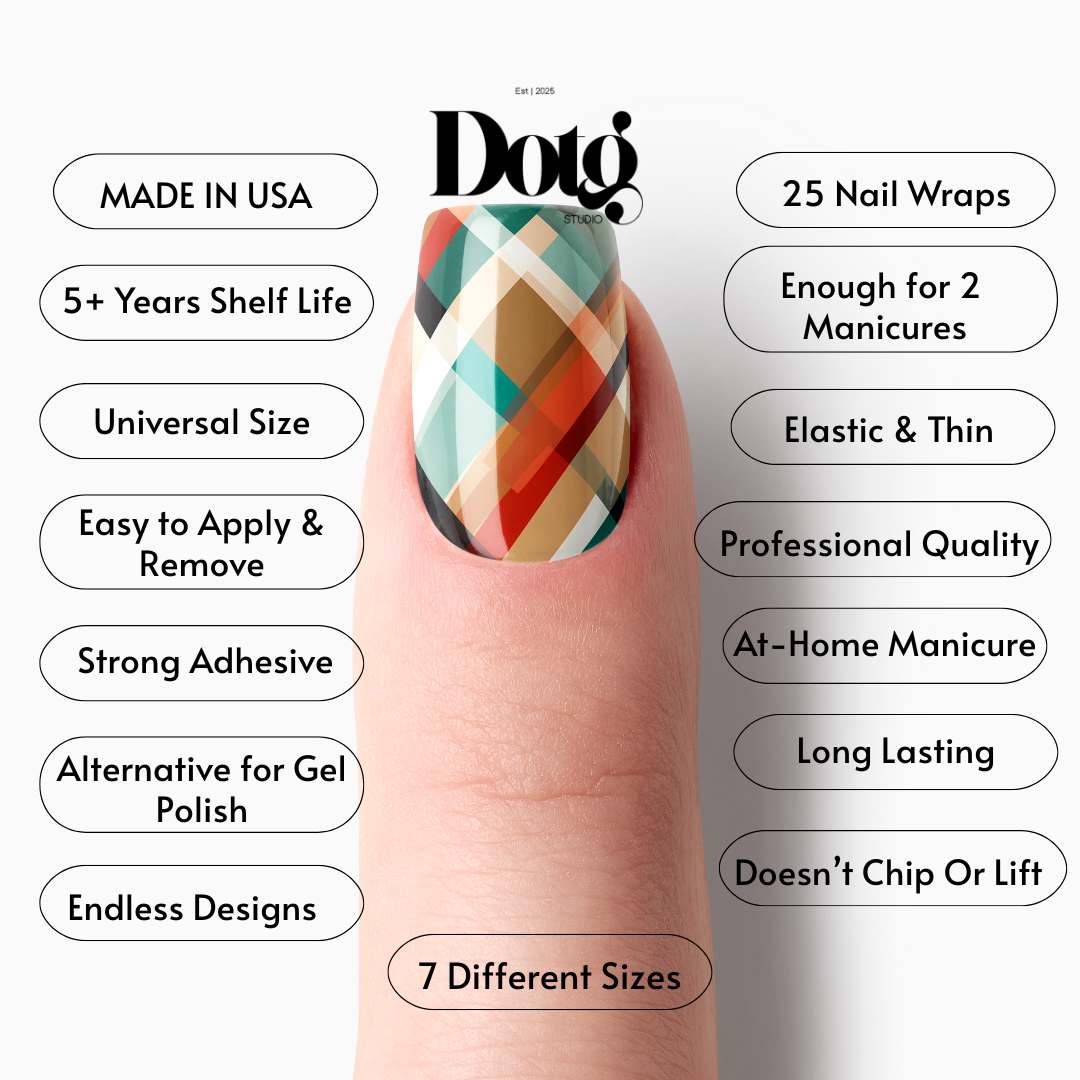 Design on The Go Studio - Wholesale Nail Art/Decal - Fall Plaid Nail Wraps DIY Manicure & Pedicure Retro Stickers5