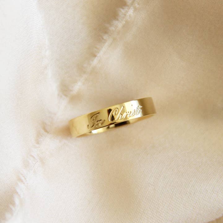 LoveStory Collection - Wholesale Band/Stacked Ring - In Christ 4mm Band Ring, Galatians 3:26, Christian Jewelry