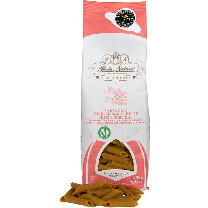 Gluten free, Organic Turmeric and Black Pepper Penne Pasta for wholesale by RITROVO