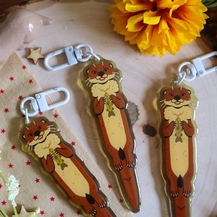 Camp Mustelid - Wholesale Keychain - Unisex - Acrylic Floating River Otter1