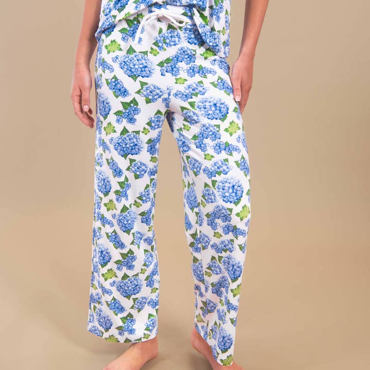 Amanda Blu - Wholesale Sleepwear Bottom - Women's - Blu Hydrangea Pajama Pants | Blue Flower PJ Bottoms