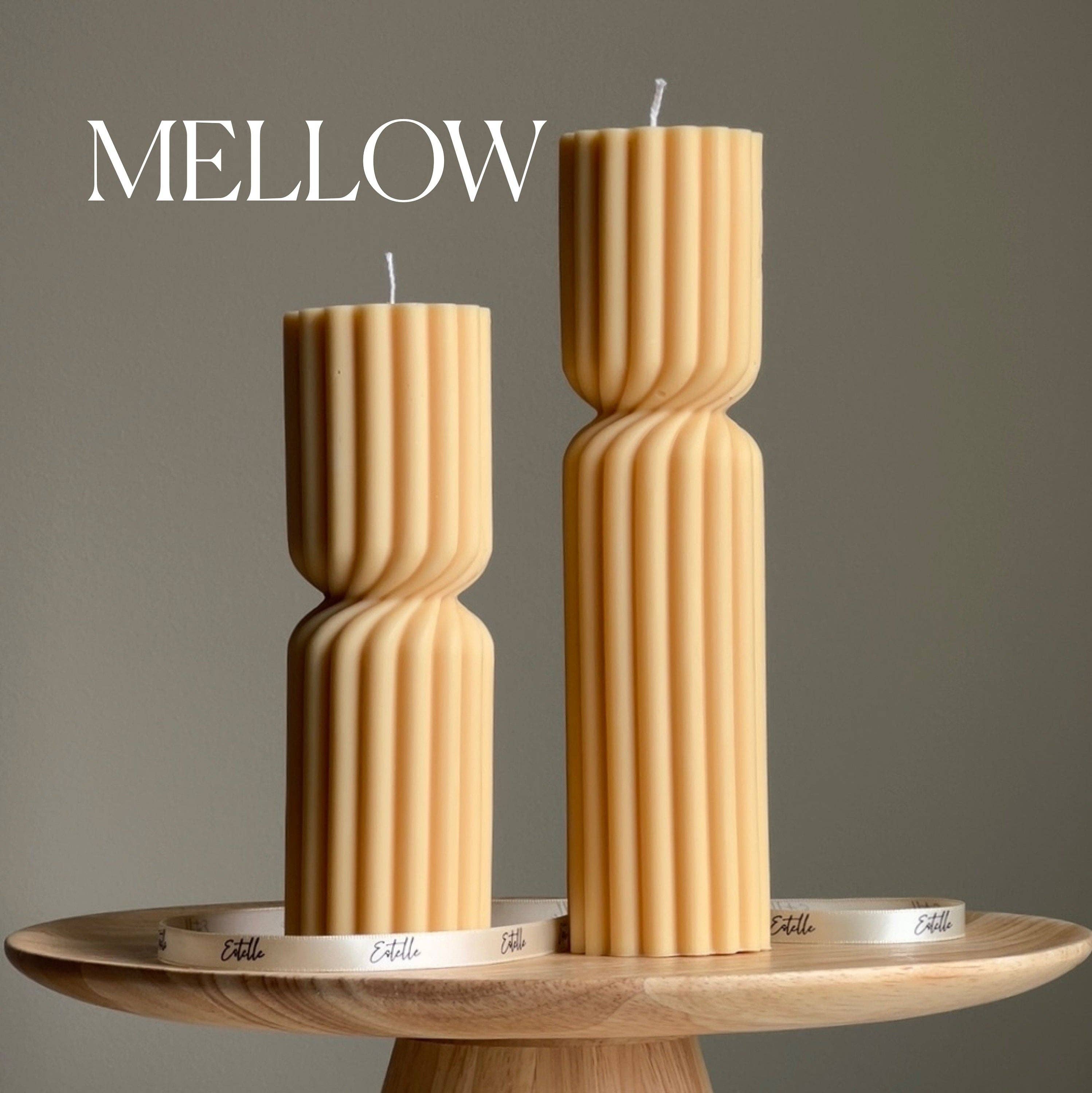Estelle Studio - Wholesale Pillar Candle - Ribbed Hourglass Soy Pillar Candle: Sculptural Table Decor3