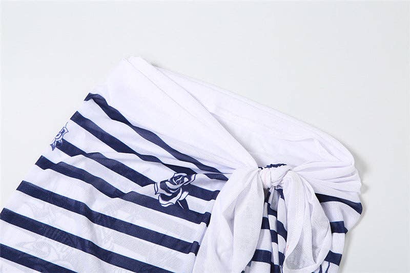 BLUE MB FASHION TATTOO MESH LONG SLEEVE SKIRT 2 PCS SET 3394LY for wholesale on Faire7