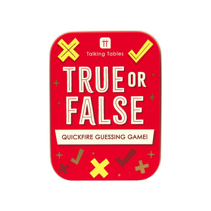 True or False Tin Trivia Game | Portable Trivia Game | for wholesale by Talking Tables UK