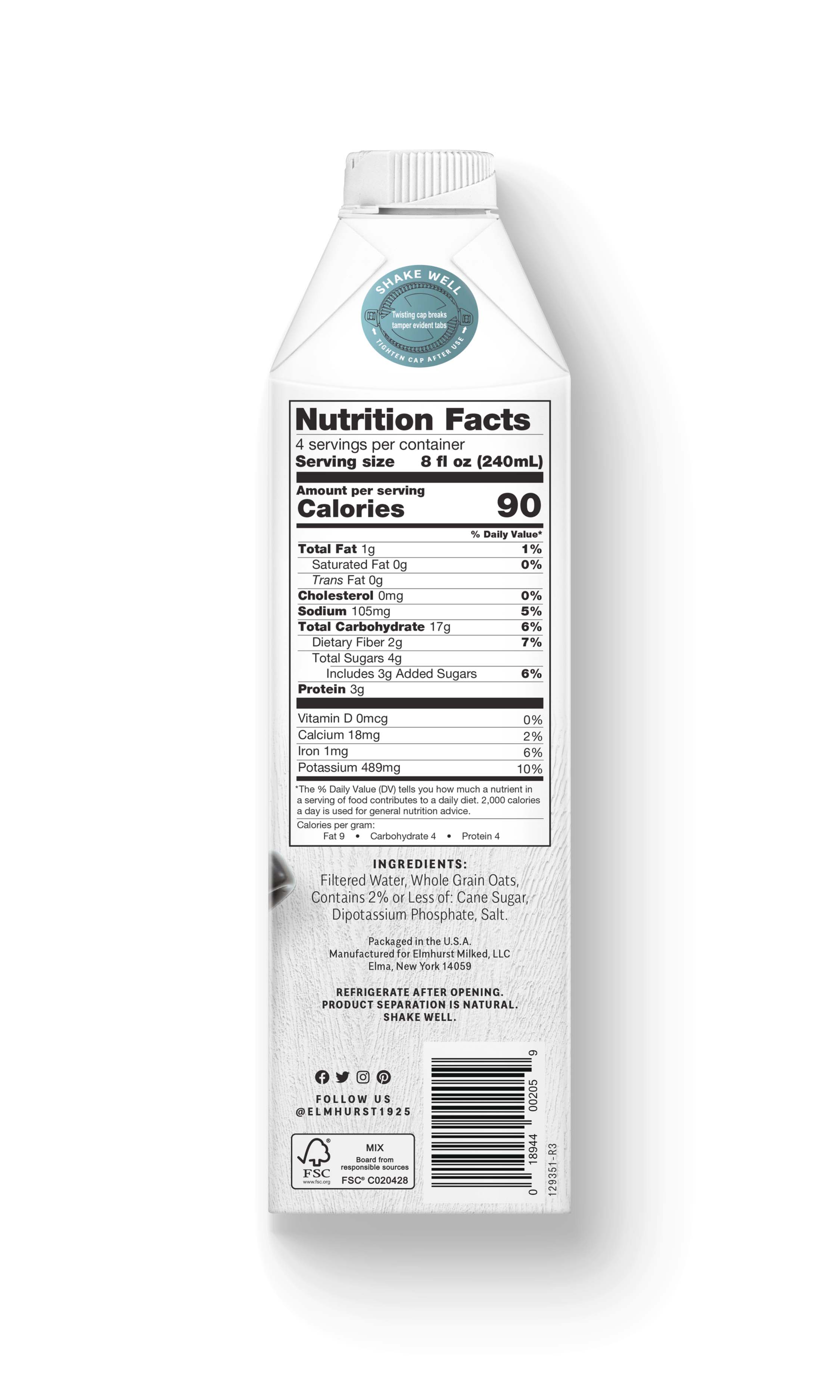 Elmhurst 1925 - Wholesale Non-Dairy Milk - Barista Edition Oat Milk, 32oz [6-Pack]2