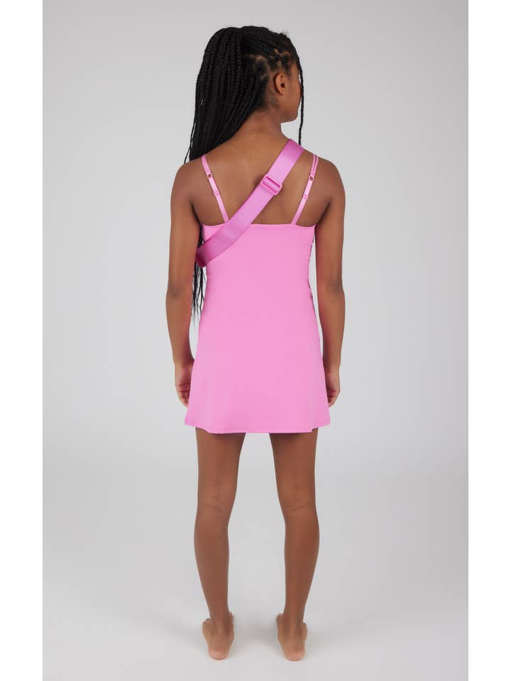 90 Degree by Reflex & Yogalicious - Wholesale Athletic Dress - Kids - Girls Lux Tennis Dress with Inner Bra and Fanny Bag - Set7