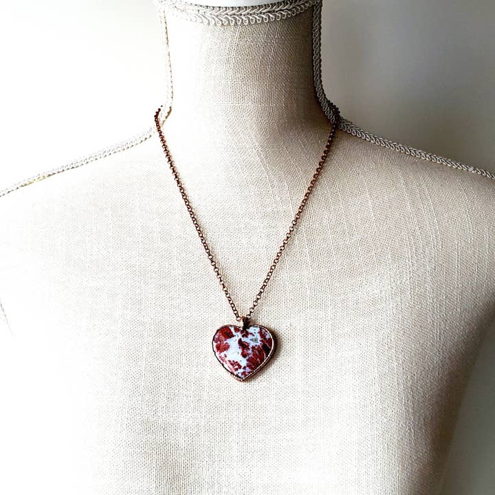 MergingMetals - Vendita all'ingrosso Collana con ciondolo/pendaglio - Collana cuore diaspro rosso
