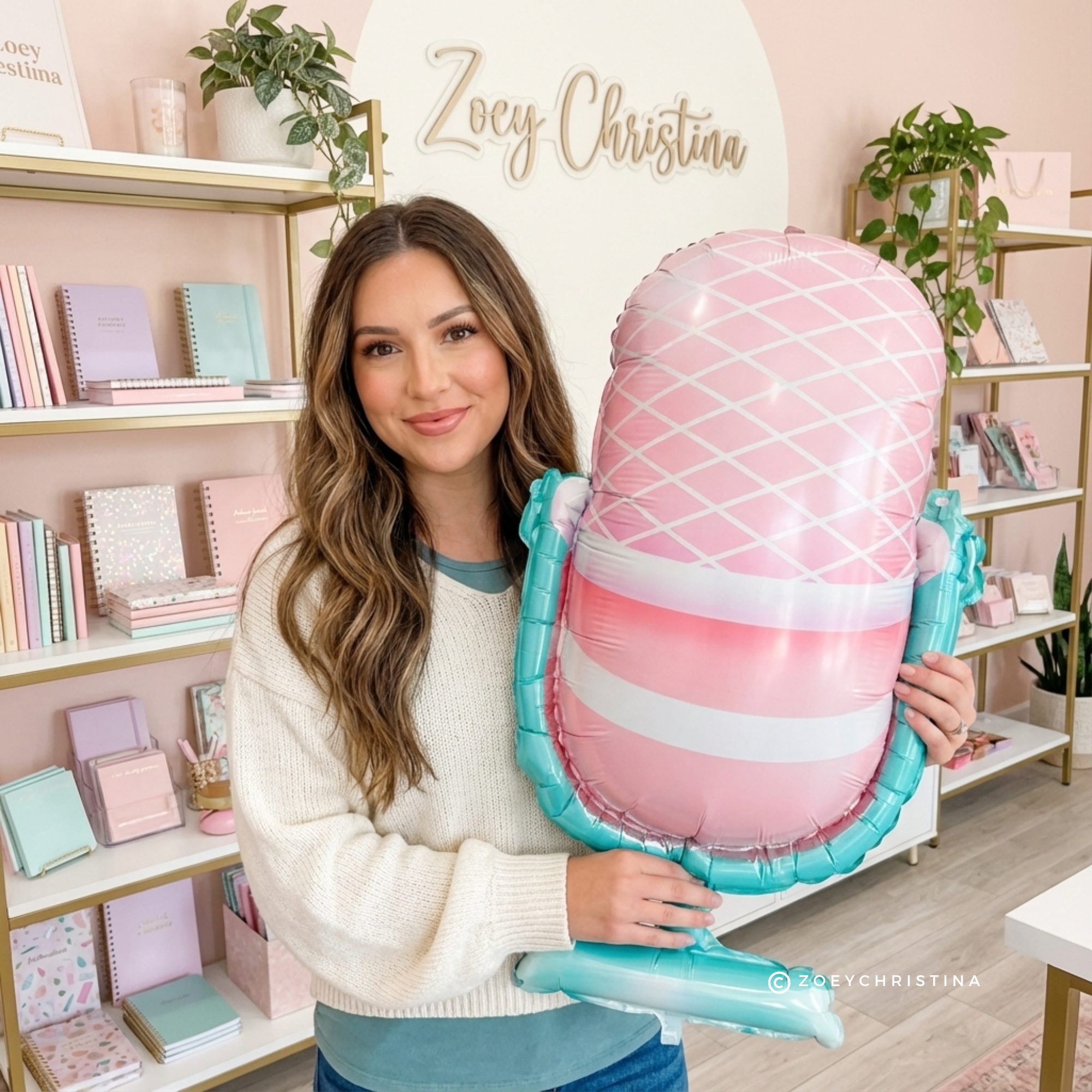 Zoey Christina - Wholesale Ballon - Microfoon Folieballon – 23" x 35" (Pastel Feestontwerp)0