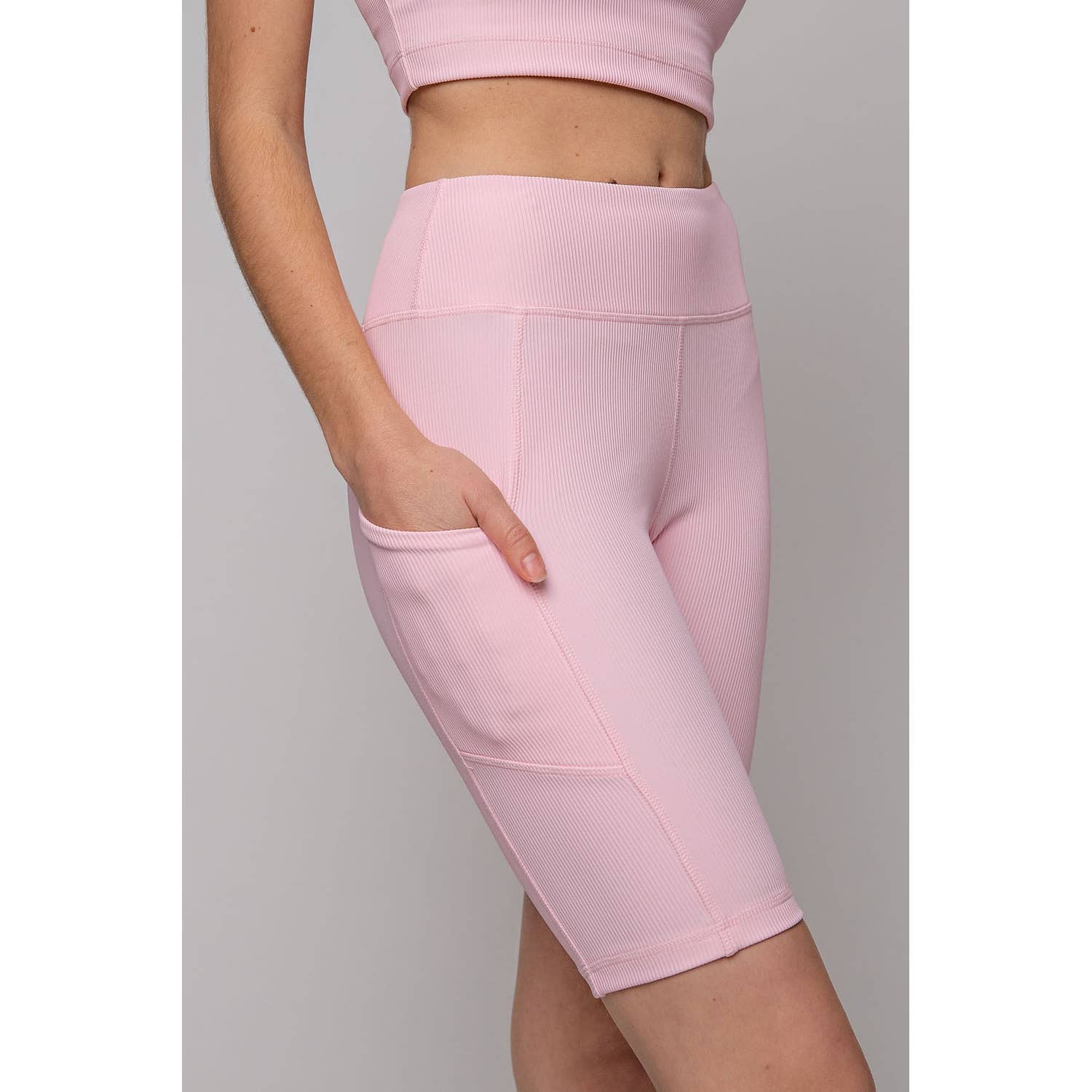 Rae Mode - Wholesale Athletic Shorts - Women's - NYLON RIB BIKER PANTS WITH SIDE POCKETS22