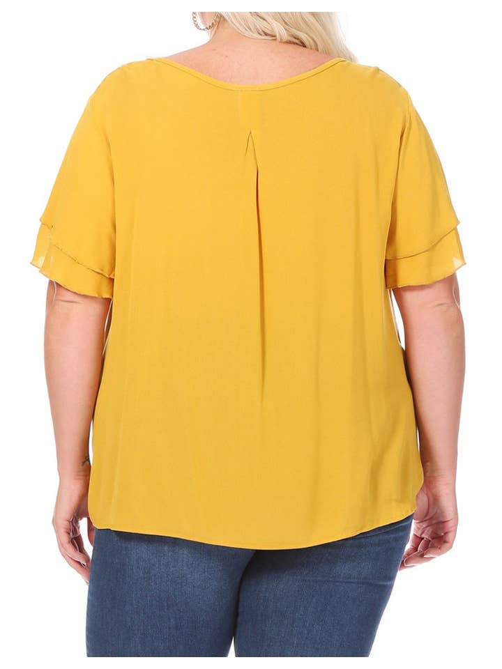 MOA COLLECTION - Wholesale Blouse - Women's - Women's Plus Size Short Sleeve Round Neck Blouse Top14