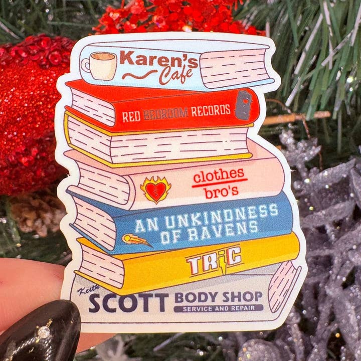 Autocollant à pile de livres One Tree Hill, finition transparente pour la vente par Awfullynerdy.co