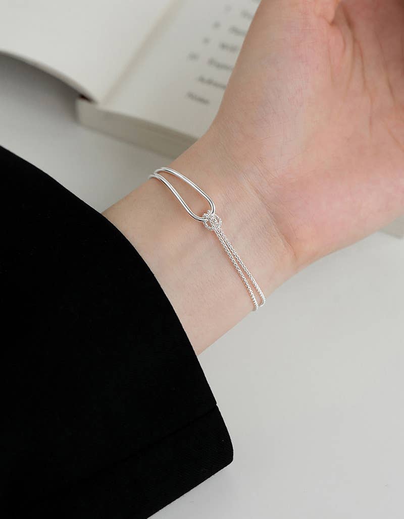 Gemscape UK - Wholesale Charm/Dangle Bracelet - Sterling Silver Half and Half Bracelet - Heart4